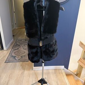 AKIRA Black Faux Fur Vest